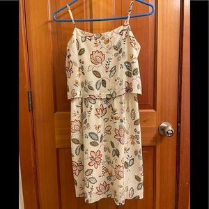 Gently worn twice, Madewell 100% silk cream floral dress. Size 0